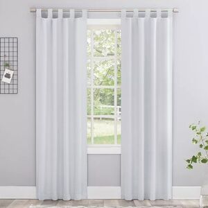 Sun Zero One Tab Top Curtain Panel 40x95 White Room Darkening